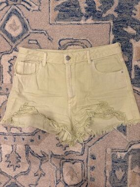 PacSun Light Lime Frayed Denim Shorts